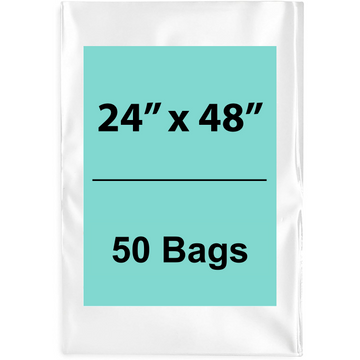 Clear Poly Bags 24" X 48" 1.5 Mil 50 Bags
